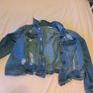 RUE 21 JEAN JACKET WITH RIPS SIZE XL GENTLY USED